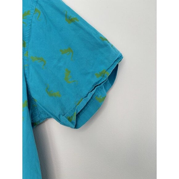 Vintage PLUGG Mens Lizard Gecko Print Casual Button Down/Up Shirt Size Large - Picture 6 of 7